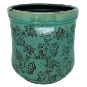 Vaso de Cerâmica com Detalhe Verde